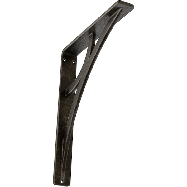Ekena Millwork Galveston Wrought Iron Bracket, (Single center brace), Antiqued Warm Silver 1 1/2"W x 7 1/2"D x 10"H BKTM01X07X10SGLAWS - main